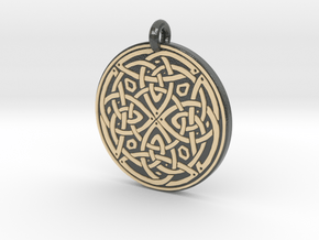 Celtic Spiritual Journey round Pendant in Glossy Full Color Sandstone