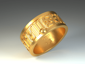 Zodiac Sign Ring Aquarius / 20.5mm in Polished Brass