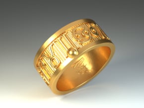 Zodiac Sign Ring Aquarius / 22mm in Polished Brass