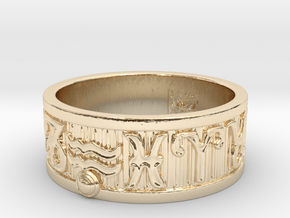 Zodiac Sign Ring Aquarius / 23mm in 14k Gold Plated Brass