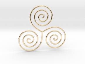 Celtic triple spiral pendant in 14k Gold Plated Brass