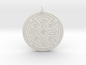 Celtic Cross - Round Pendant in White Natural Versatile Plastic