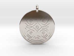 Celtic Cross - Round Pendant in Rhodium Plated Brass