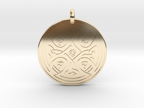 Celtic Cross - Round Pendant in 14k Gold Plated Brass