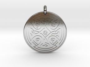 Celtic Cross - Round Pendant in Polished Silver