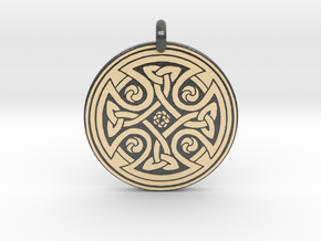 Celtic Cross - Round Pendant in Glossy Full Color Sandstone