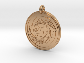 Fish Celtic - Round Pendant in Polished Bronze