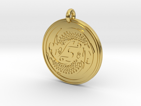 Fish Celtic - Round Pendant in Polished Brass