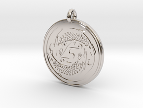 Fish Celtic - Round Pendant in Platinum