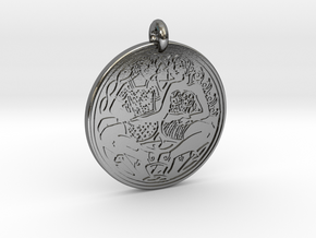 Divine Couple Celtic  - Round Pendant in Polished Silver