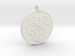 Heart - Round Celtic Pendant in White Natural Versatile Plastic