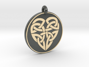 Heart - Round Celtic Pendant in Glossy Full Color Sandstone
