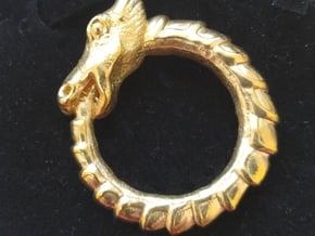 Dragon Ouroboros Pendant  in Polished Brass
