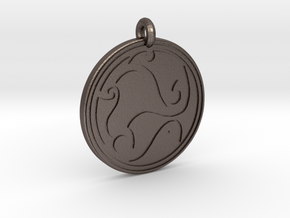 Celtic Spirals - Round Pendant in Polished Bronzed-Silver Steel