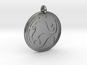 Celtic Spirals - Round Pendant in Polished Silver