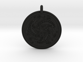 Nehalennia Dolphin Celtic  - Round Pendant in Black Premium Versatile Plastic