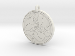 Hare Celtic  - Round Pendant in White Natural Versatile Plastic