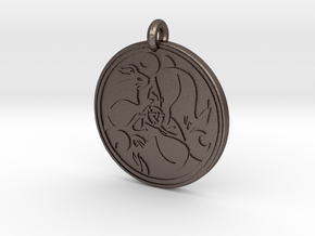 Hare Celtic  - Round Pendant in Polished Bronzed-Silver Steel