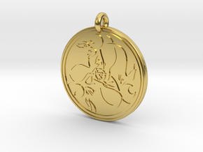 Hare Celtic  - Round Pendant in Polished Brass