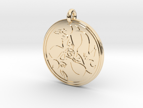 Hare Celtic  - Round Pendant in 14k Gold Plated Brass