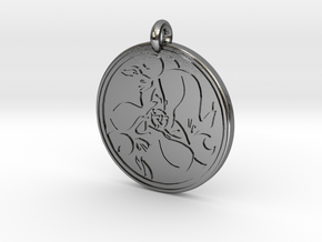 Hare Celtic  - Round Pendant in Polished Silver