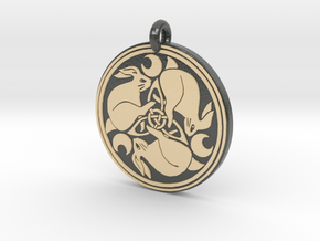 Hare Celtic  - Round Pendant in Glossy Full Color Sandstone