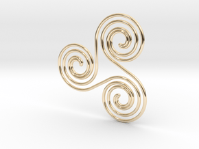 Water triple spiral pendant in 14k Gold Plated Brass