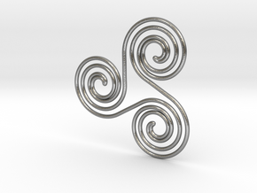 Water triple spiral pendant in Natural Silver