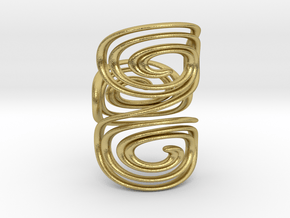 Water triple spiral ring in Natural Brass