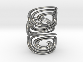 Water triple spiral ring in Natural Silver