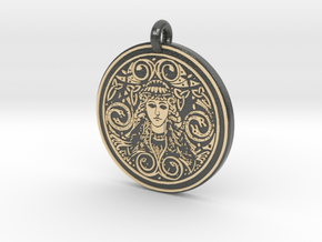 Brigantia Goddess Round Pendant in Glossy Full Color Sandstone