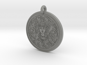 Brigantia Goddess Round Pendant in Gray PA12