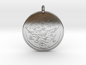 Cat Celtic  - Round Pendant in Polished Silver