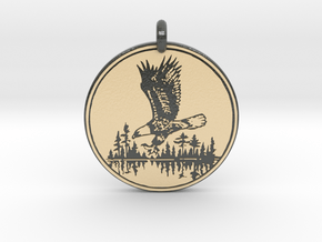 Bald Eagle Soaring Totem Pendant in Glossy Full Color Sandstone