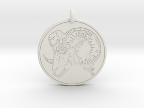 Big Horn Sheep  Animal Totem Pendant in White Natural Versatile Plastic