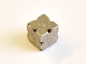 D6 Balanced - Hearts in Polished Bronzed Silver Steel