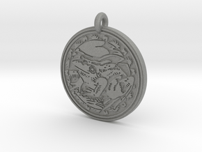 American Bullfrog  Animal Totem Pendant in Gray PA12