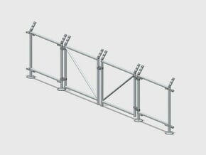 Chain-Link Security Fence 10' Double Gate, R/Latch in White Natural Versatile Plastic: 1:87 - HO