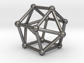 0762 J16 Elongated Pentagonal Dipyramid (a=1cm) #2 in Polished Nickel Steel