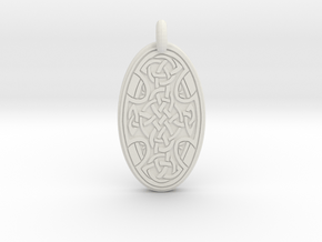 Celtic Cross - Oval Pendant in White Natural Versatile Plastic