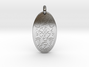 Celtic Cross - Oval Pendant in Polished Silver