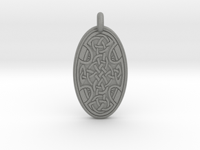 Celtic Cross - Oval Pendant in Gray PA12