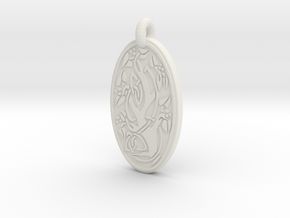 Sacred Tree/Tree of Life - Oval Pendant in White Natural Versatile Plastic
