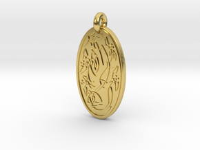 Sacred Tree/Tree of Life - Oval Pendant in Polished Brass