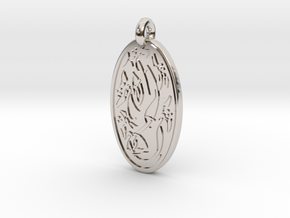 Sacred Tree/Tree of Life - Oval Pendant in Platinum