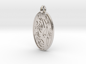 Sacred Tree/Tree of Life - Oval Pendant in Rhodium Plated Brass