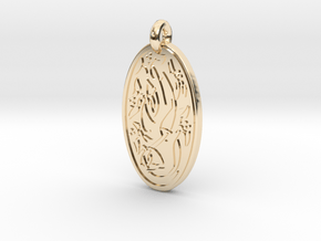 Sacred Tree/Tree of Life - Oval Pendant in 14k Gold Plated Brass