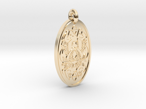 Fish - Oval Pendant in 14k Gold Plated Brass