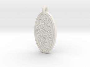 Serpent - Oval Pendant in White Natural Versatile Plastic