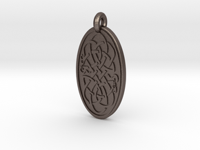 Serpent - Oval Pendant in Polished Bronzed-Silver Steel